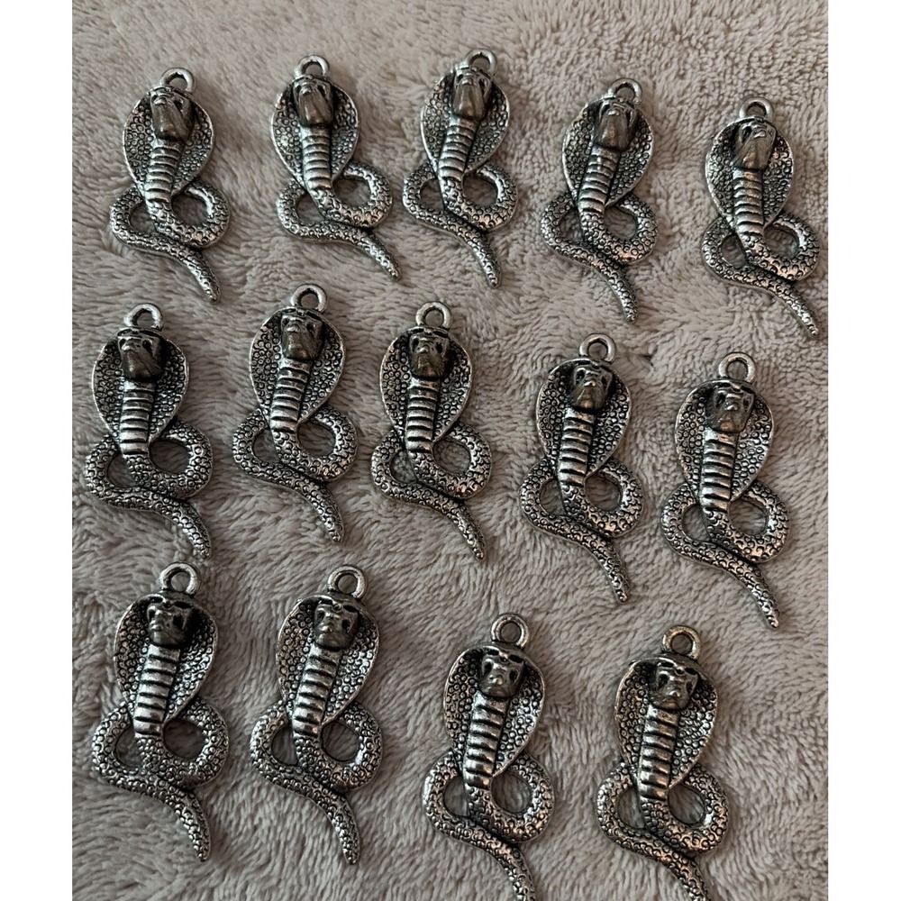 14 Pcs Silver Plated Snake Charms For Jewelry Making Necklace Bracelet Earrings